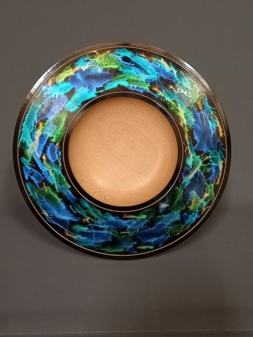 Blue Green Cosmic Clouds Platter