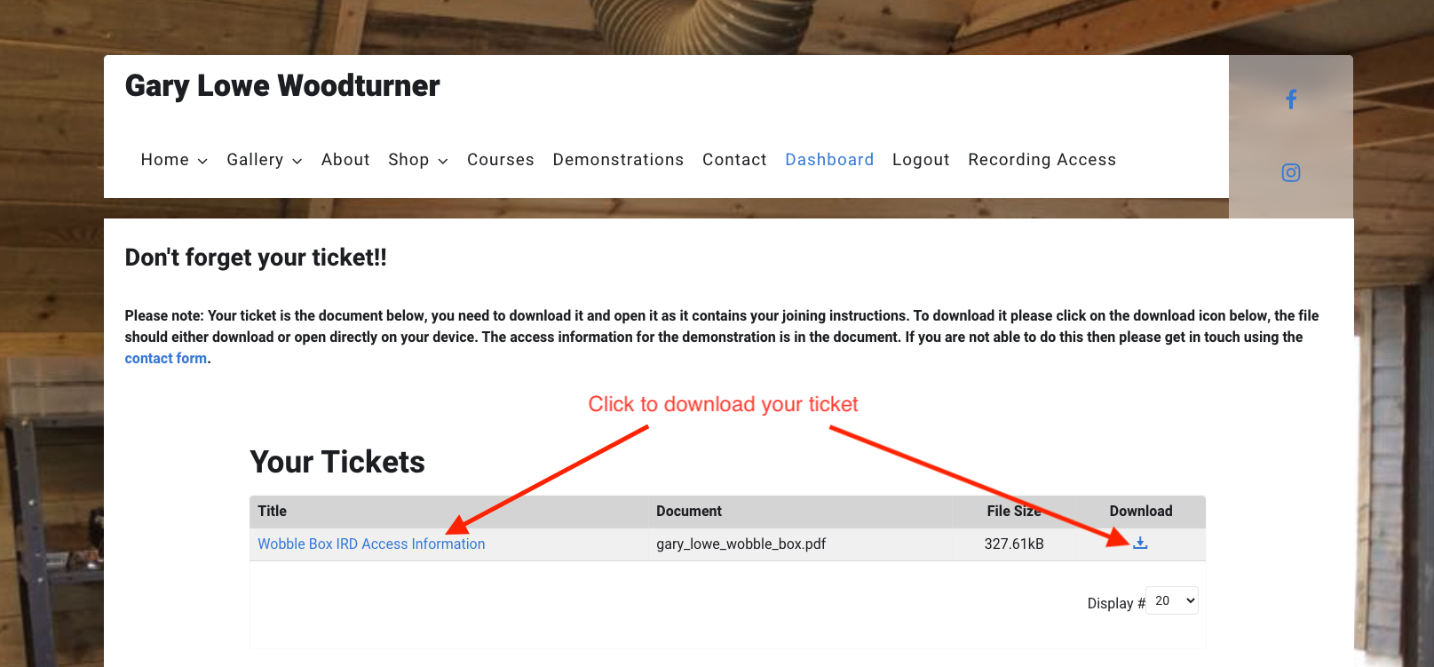 ticket download example